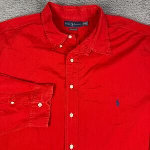 Ralph Lauren Shirt Mens 3XLT Red Classic Fit Button Down Long Sleeve Pony